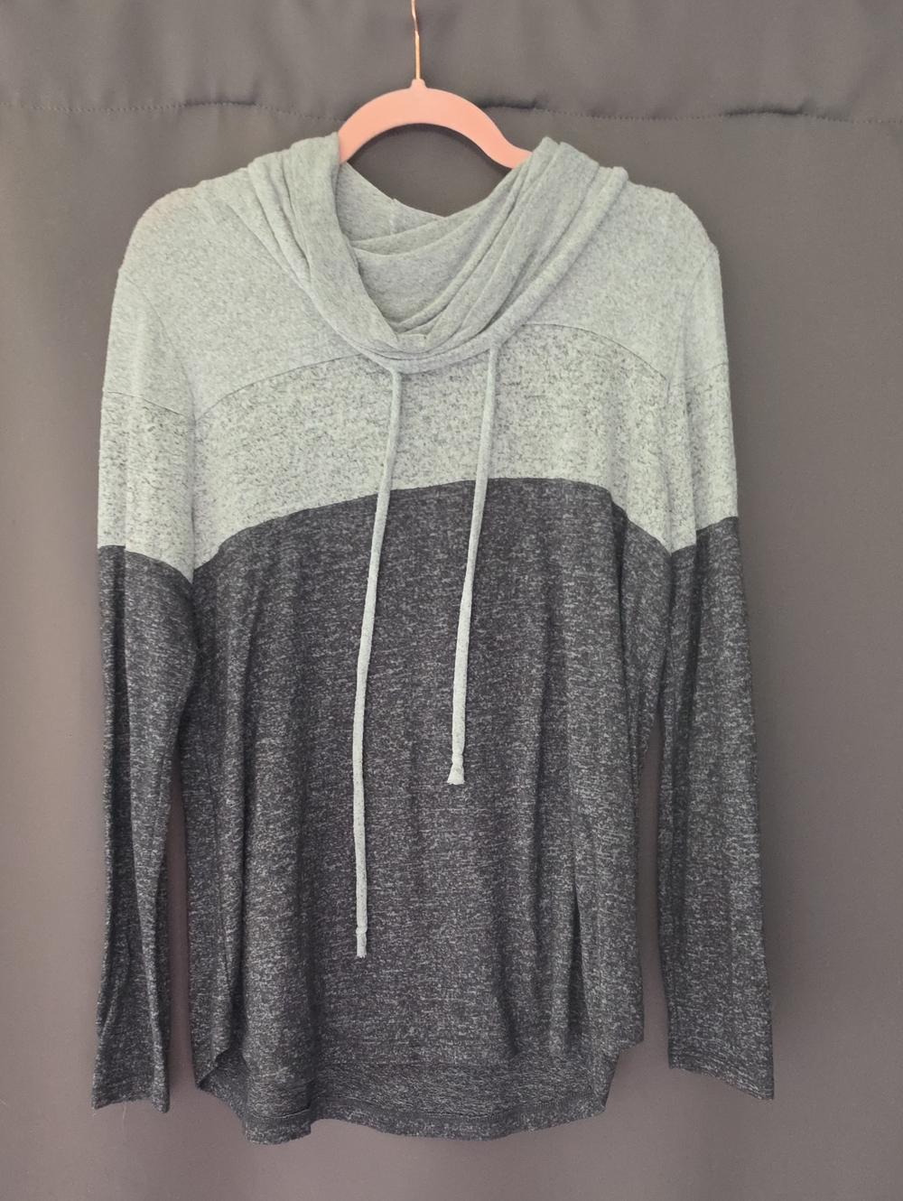 Pink Clover Two-Tone Gray Cowl Neck Sweater